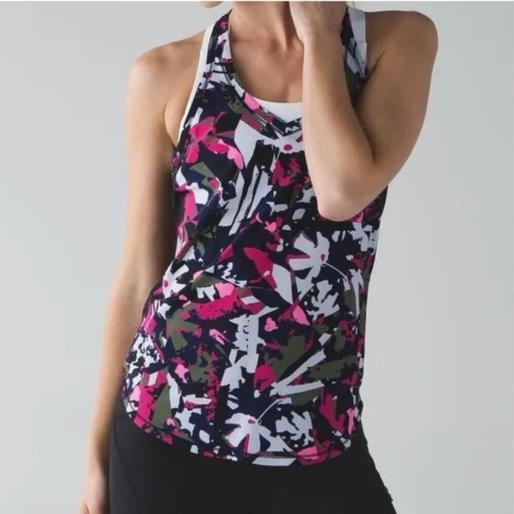 🌻 2/$20 Lululemon Fast Lane Singlet Tank Pop Cut Boom Juice Abstract Floral